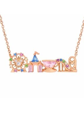 Disneyland Rose Gold-Tone Amusement Park Necklace with Multicolor crystals